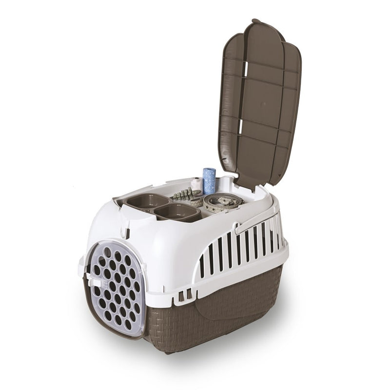 Load image into Gallery viewer, Bama pet transportbox 59x38x37 cm taupe wit
