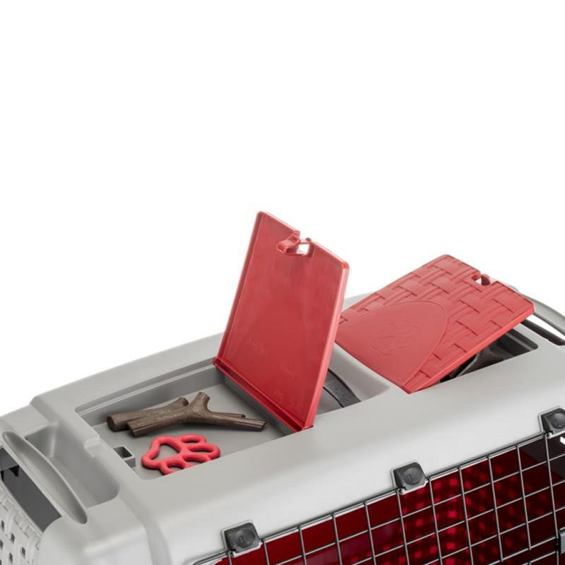 Load image into Gallery viewer, Bama pet transportbox met wieltjes 88x52x60 cm rood grijs
