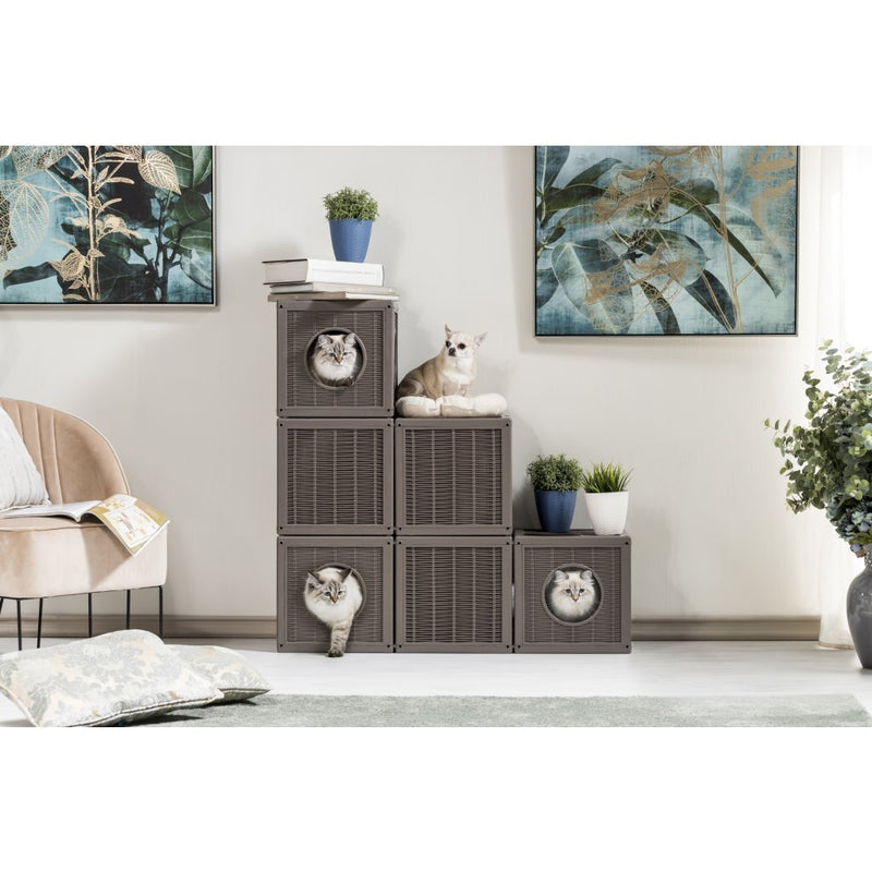 Load image into Gallery viewer, Bama pet qublo katten kubus 35x35x35 cm taupe
