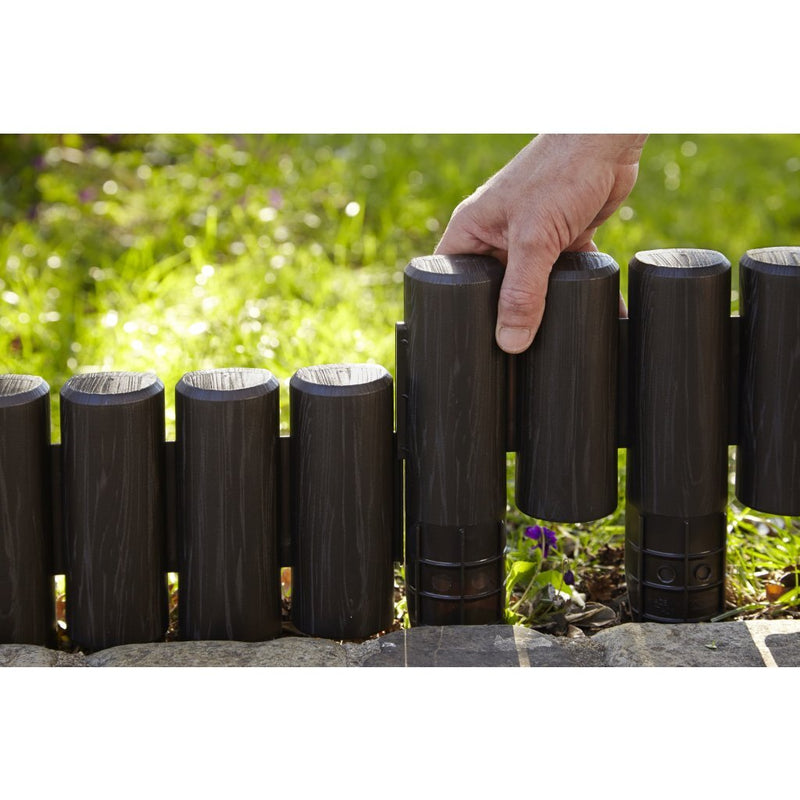 Load image into Gallery viewer, Bama tuin modulaire rand imitatiehout 38.5x15 cm 6 stuks bruin

