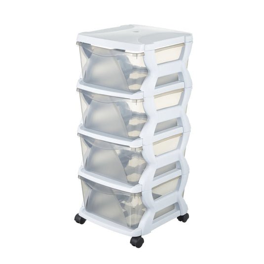 Bama insieme ladesysteem met wieltjes 4 laden 36x40x80 cm wit transparant
