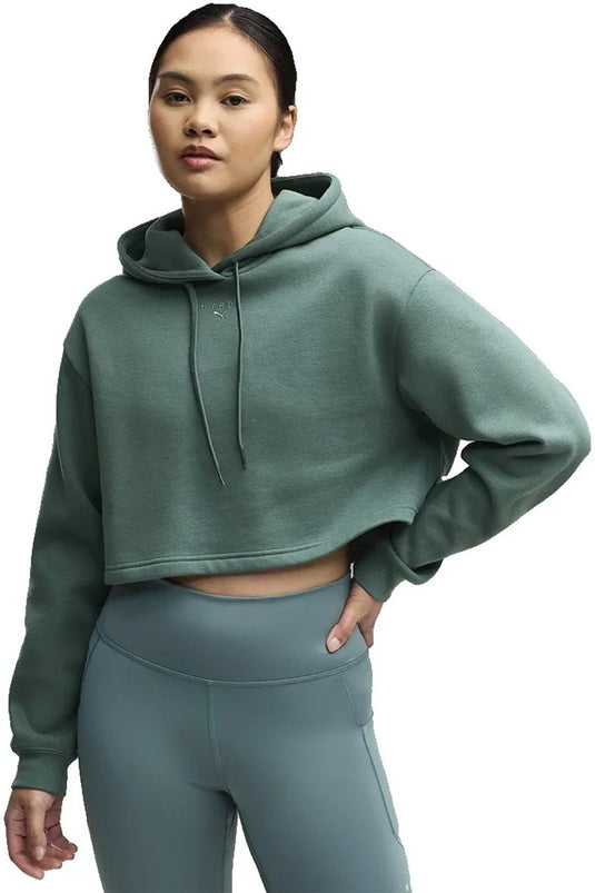 Puma x hyrox heavyweight hoodie groen s vrouw