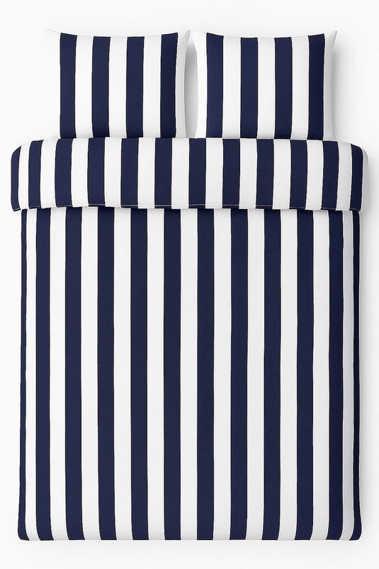 Vtwonen - vertical stripe dekbedovertrek - lits-jumeaux - 240x200 220cm - marineblauw