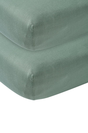 Meyco baby uni hoeslaken wieg - 2-pack - stone green - 40x80 90cm