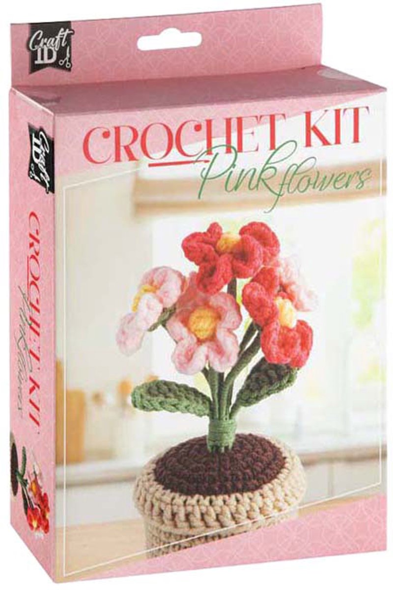 Afbeelding laden in galerijviewer, Creative craft group haakpakket bloempot roze bloemen - incl. naald en draad
