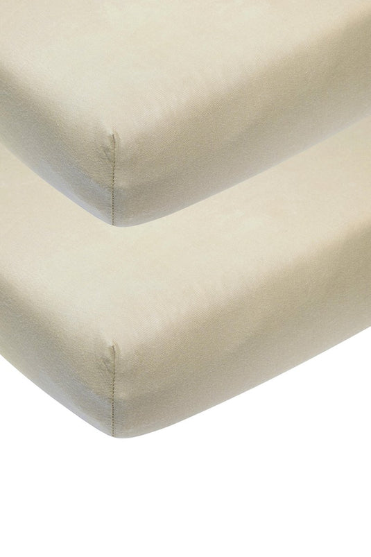 Meyco baby uni hoeslaken wieg - 2-pack - sand - 40x80 90cm