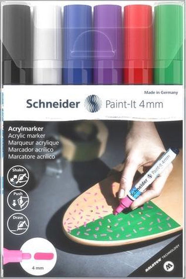 Schneider schrijfwaren schneider acrylmarker - paint-it 320 - 4mm - etui 6 stuks - s-120295