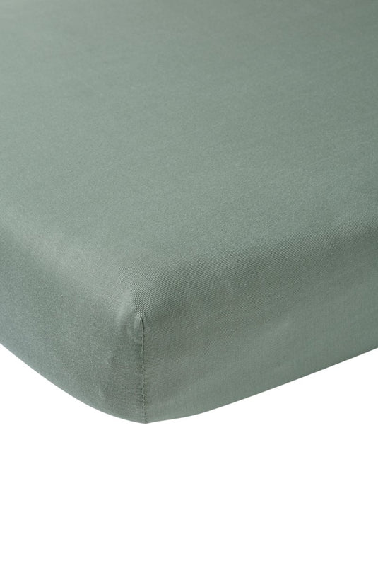 Meyco baby uni hoeslaken ledikant - stone green - 60x120cm