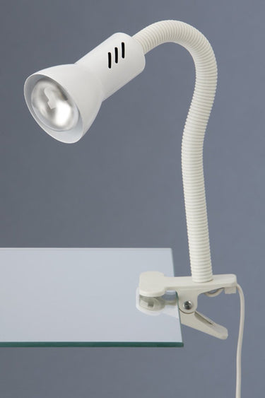 Briloner - klemlamp - nachtlampje met flexarm - bureaulamp met e14 fitting - wit klemspot