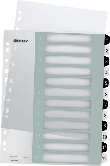 Leitz wow tabblad 1-12 tabs herbruikbaar a4 formaat zwart wit