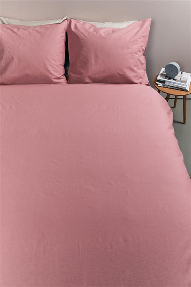 Ambiante cotton uni dekbedovertrek - effen - lits-jumeaux xl - 260x200 220 cm - roze