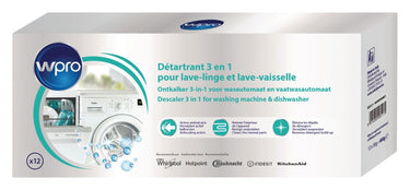 Wpro anti-kalk en ontvetter in een 12 stuks wasmachine vaatwasmachine