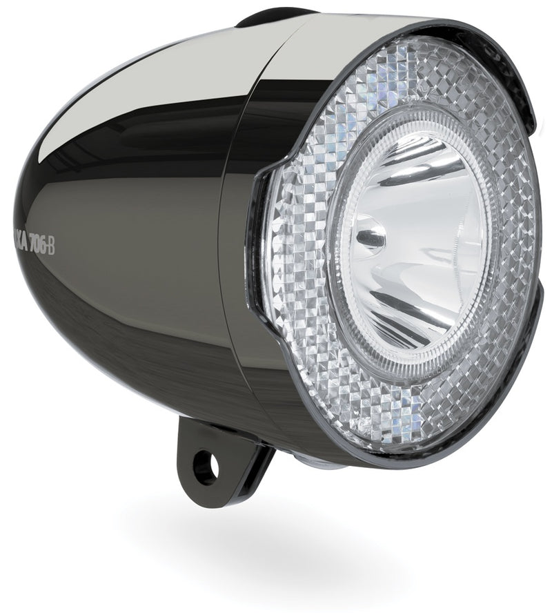 Load image into Gallery viewer, koplamp 706-B Retro 15 lux led batterij chroomzwart
