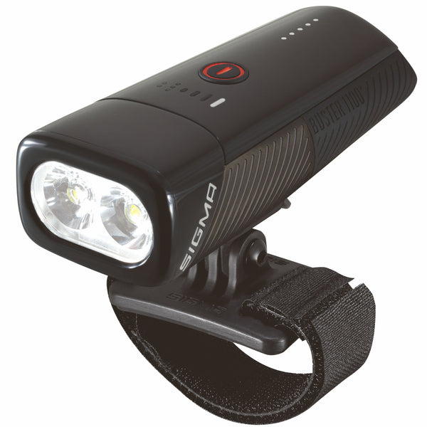 Sigma koplamp Buster 1100 LED helmhouder -Li-ion accu USB