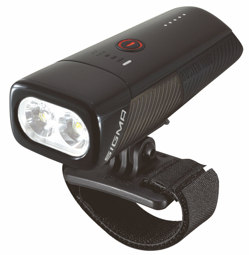 Load image into Gallery viewer, Sigma koplamp Buster 1100 LED helmhouder -Li-ion accu USB
