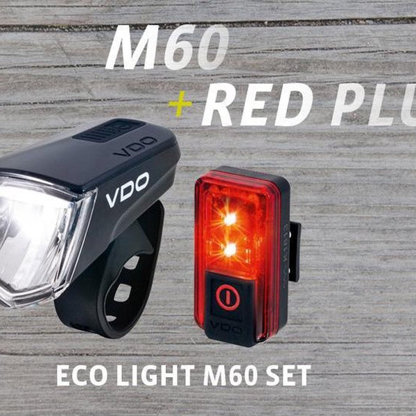 VDO verlichtingsset Eco light M60FL USB 60 Lux + RED PLUS RL