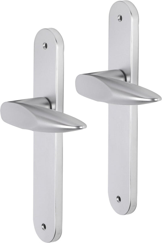Impresso deurkruk - sutton - voor binnen - ovaal deurschild met schroeven - aluminium - 2 stuks