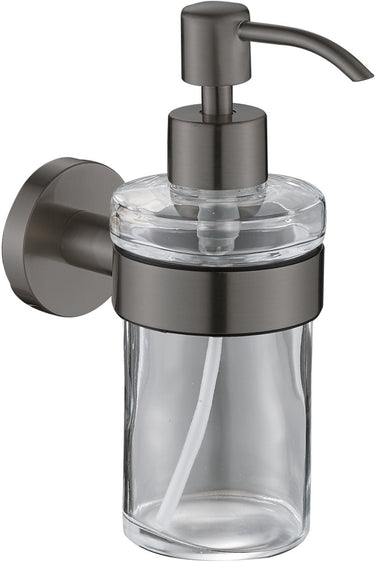 Plieger vigo zeepdispensers – zeepdispenser wandmontage – zeeppompje hangend – zeeppompje glas – 10 jaar garantie – geborsteld gunmetal