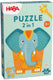 Haba puzzel dieren 2 in 1 - olifant karton 12 stukjes.