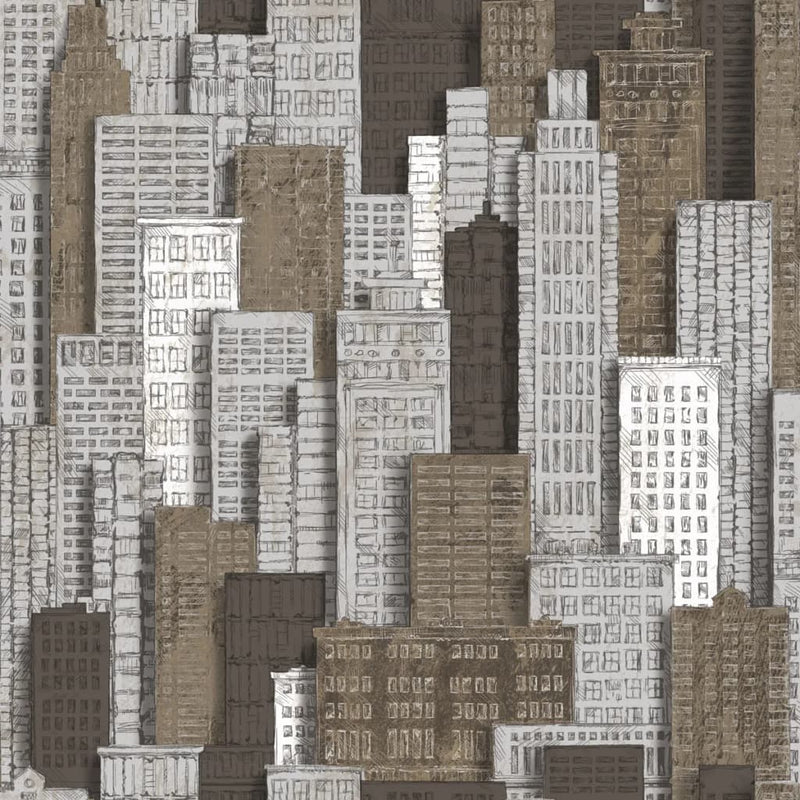 Load image into Gallery viewer, Noordwand behang urban friends coffee city apartments wit en goud
