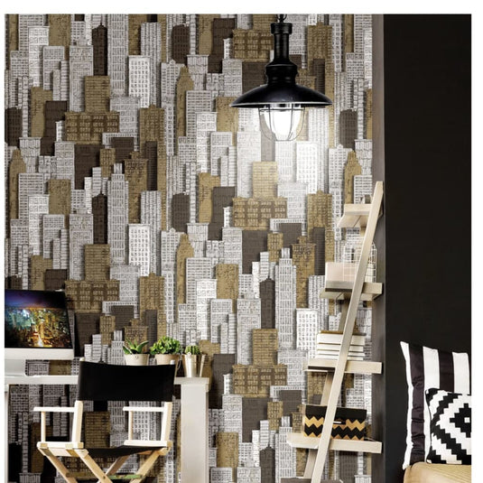 Noordwand behang urban friends coffee city apartments wit en goud