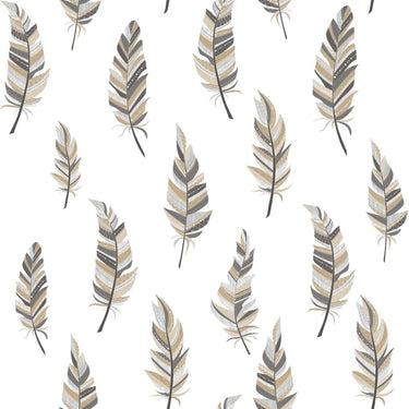 Noordwand behang urban friends coffee feathers wit en zilverkleurig