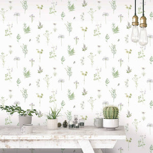 Noordwand behang evergreen herbs and flowers wit