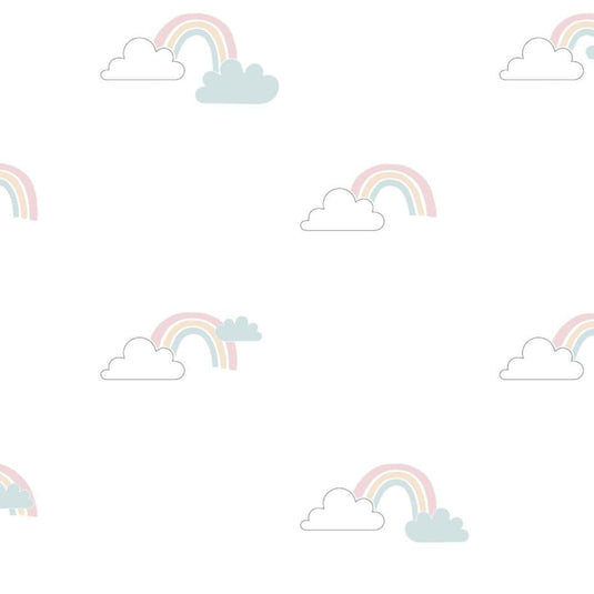 Noordwand behang mondo baby clouds wit blauw roze
