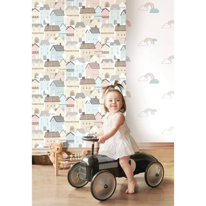 Load image into Gallery viewer, Noordwand behang mondo baby clouds wit blauw roze
