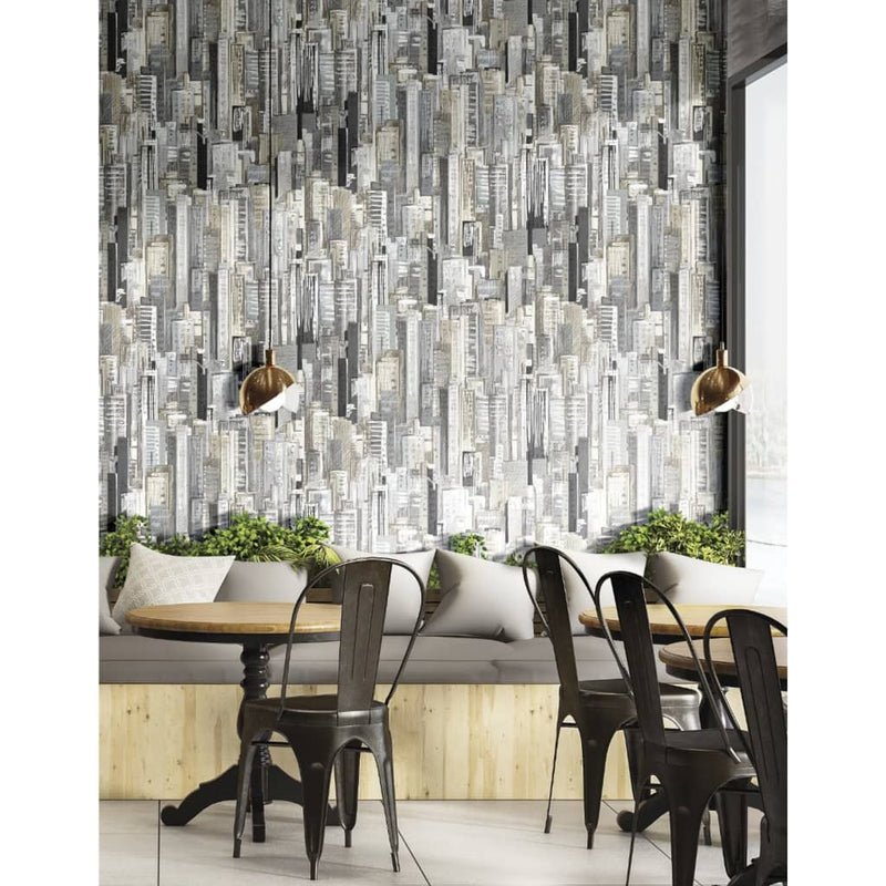 Load image into Gallery viewer, Noordwand Noordwand Behang Friends Coffee Cities and Skyline grijs en metallic
