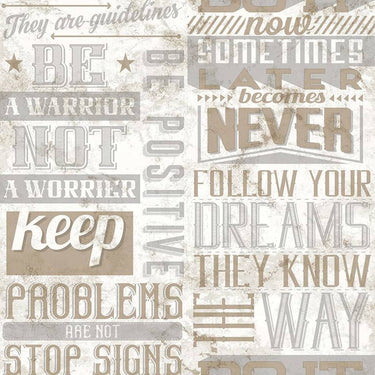 Noordwand behang friends coffee words and letters metallic en beige