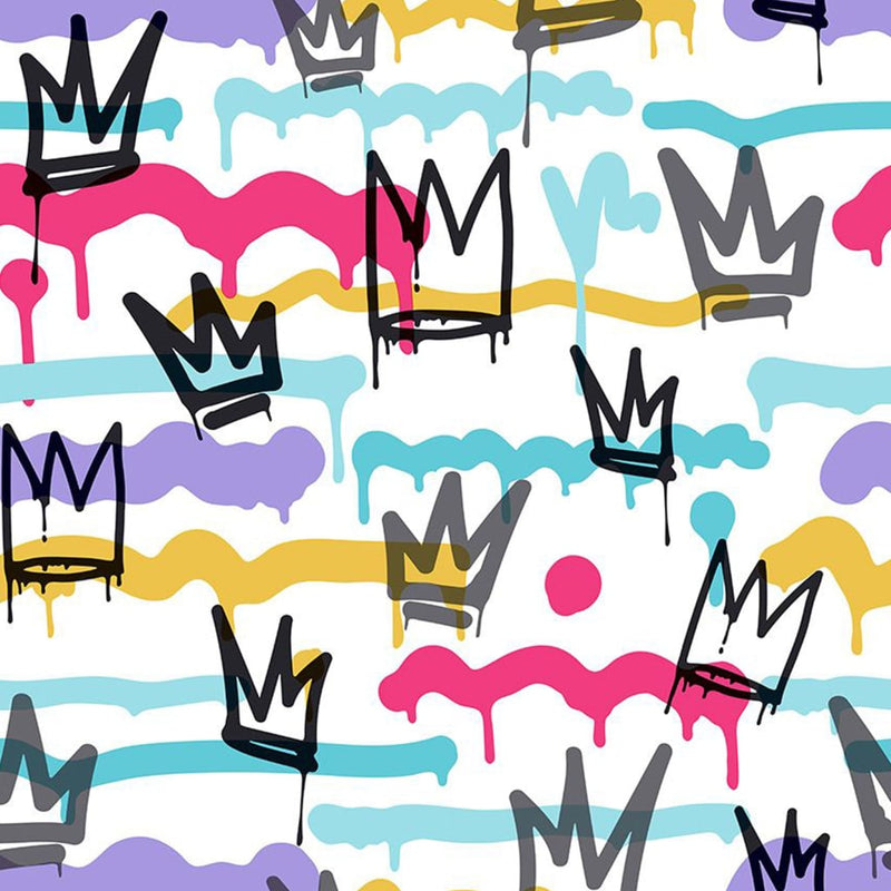 Load image into Gallery viewer, Noordwand Noordwand Behang Friends Coffee Sith Graffity and Crowns wit zwart
