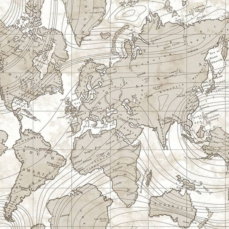 Load image into Gallery viewer, Noordwand Noordwand Behang Friends Coffee The World Map metallic en beige
