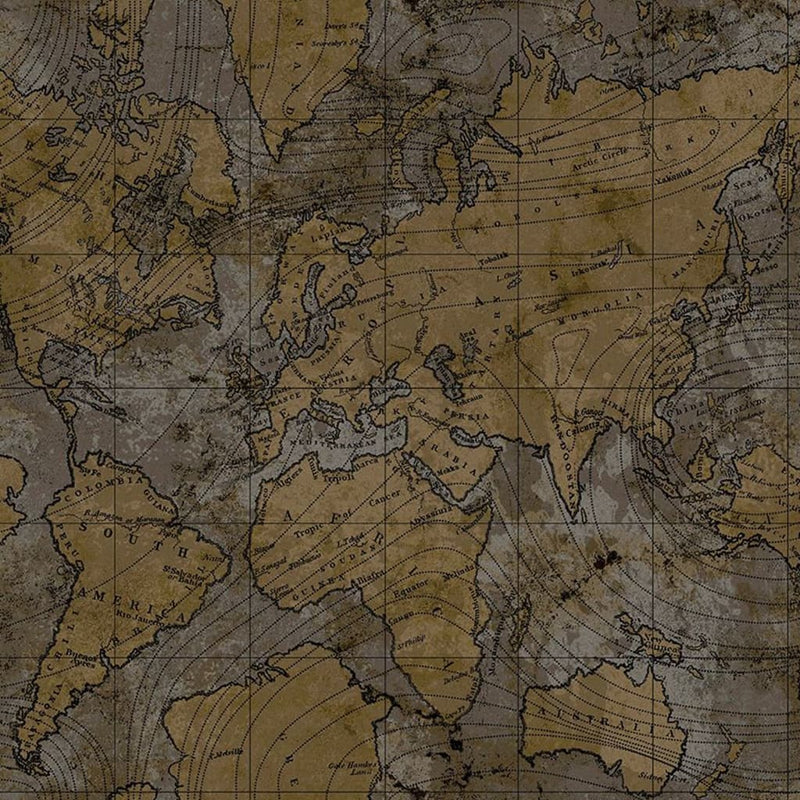 Load image into Gallery viewer, Noordwand Noordwand Behang Friends Coffee The World Map metallic en grijs
