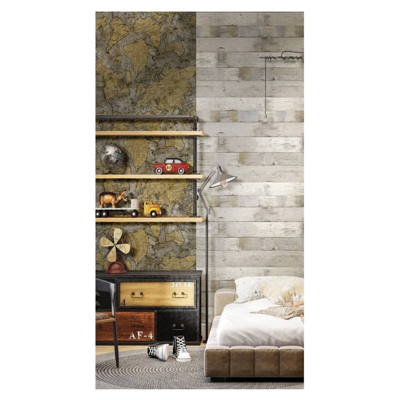 Load image into Gallery viewer, Noordwand Noordwand Behang Friends Coffee The World Map metallic en grijs
