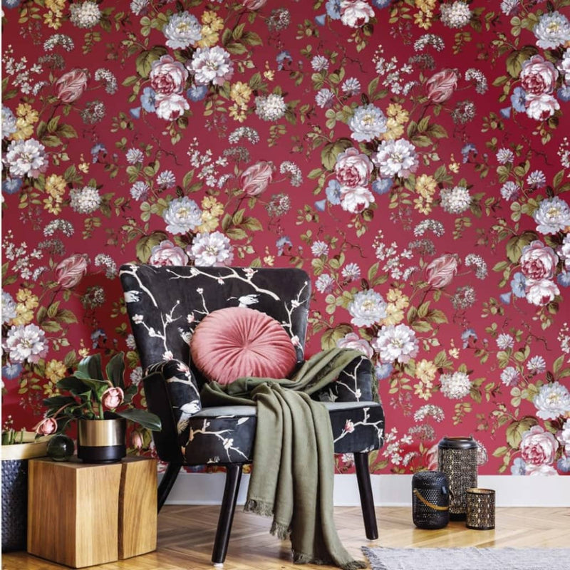 Load image into Gallery viewer, Noordwand Noordwand Behang Blooming Garden 6 Flowers rood en blauw
