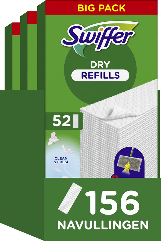 Swiffer vloerwisdoekjes - vloerreiniger droge doekjes - 3 x 52 = 156 navullingen