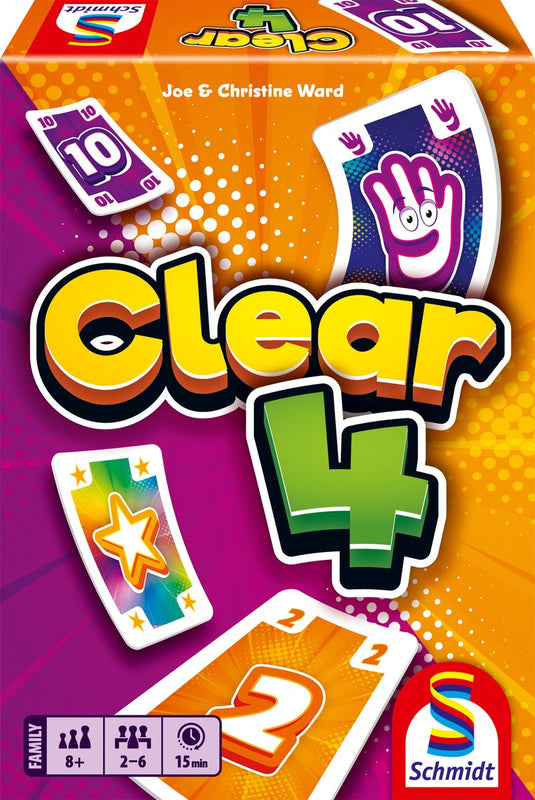 Schmidt ® - clear 4 - snel kaartspel - actiespel met push en joker kaarten - vanaf 8 jaar - 2-4 spelers
