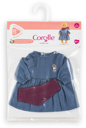 Corolle jeans jurk met sjaal kleine ontdekker - 30cm