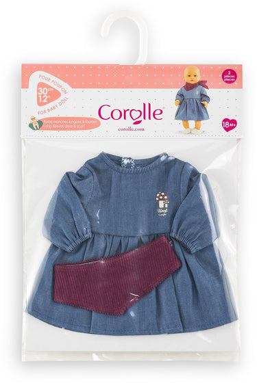 Corolle jeans jurk met sjaal kleine ontdekker - 30cm