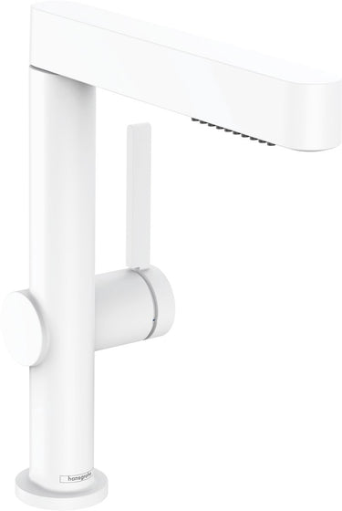 Hansgrohe finoris - wastafelkraan - met afvoerplug - 230mm - uittrekbare vuistdouche - 2 straalfuncties - mat wit