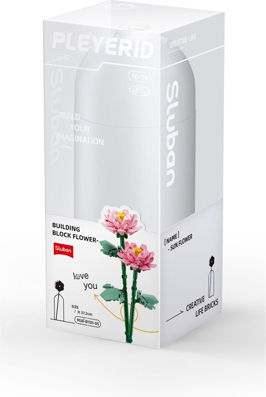 Sluban sunflowers creative bouwspeelgoed kinderen vanaf 6 jaar – constructiespeelgoed modelbouw – bouwdoos met 144 bouwstenen – m38-b1101-05
