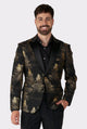 Opposuits festive forest - heren colbert - kerst blazer - kerst outfit - oud en nieuw - zwart goud - maat eu 54