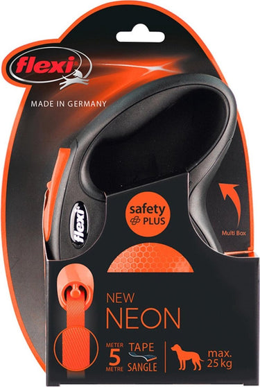 Flexi rollijn new classic neon tape zwart oranje