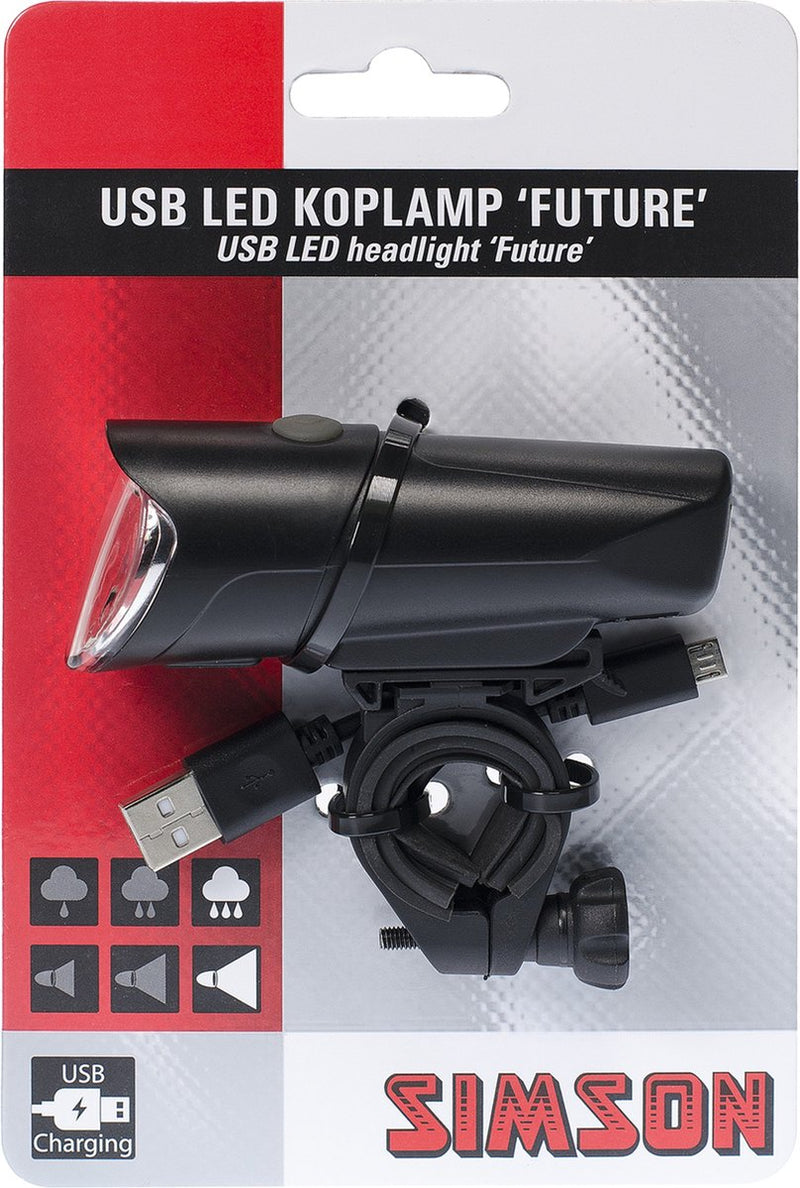 ギャラリービューアに画像をロードする, koplamp Future USB led oplaadbaar zwart
