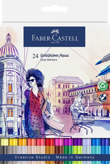 Faber-castell - duo aquarel marker - goldfaber - etui 24 stuks - brush 0,6mm - fc-164624