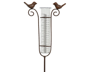 Decoris regenmeter met vogels van polyresin l18-w5-h115cm bruin