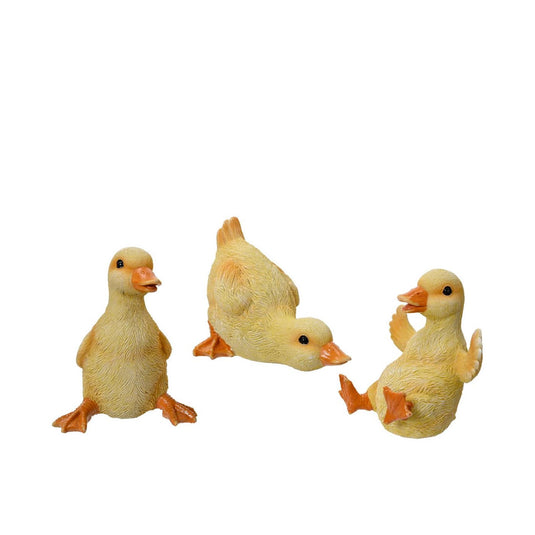 Decoris figuur eend polyresin 10x11x13,5cm 3 assorti