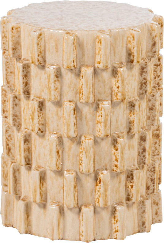 Woood axu decoratieve bijzettafel ø 35 cm - keramiek - zand - 45x35x35