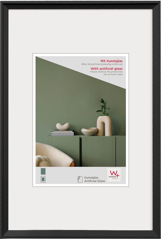 Walther desire - kunststof lijst - fotoformaat 40x50 cm - kunstglas - zwart
